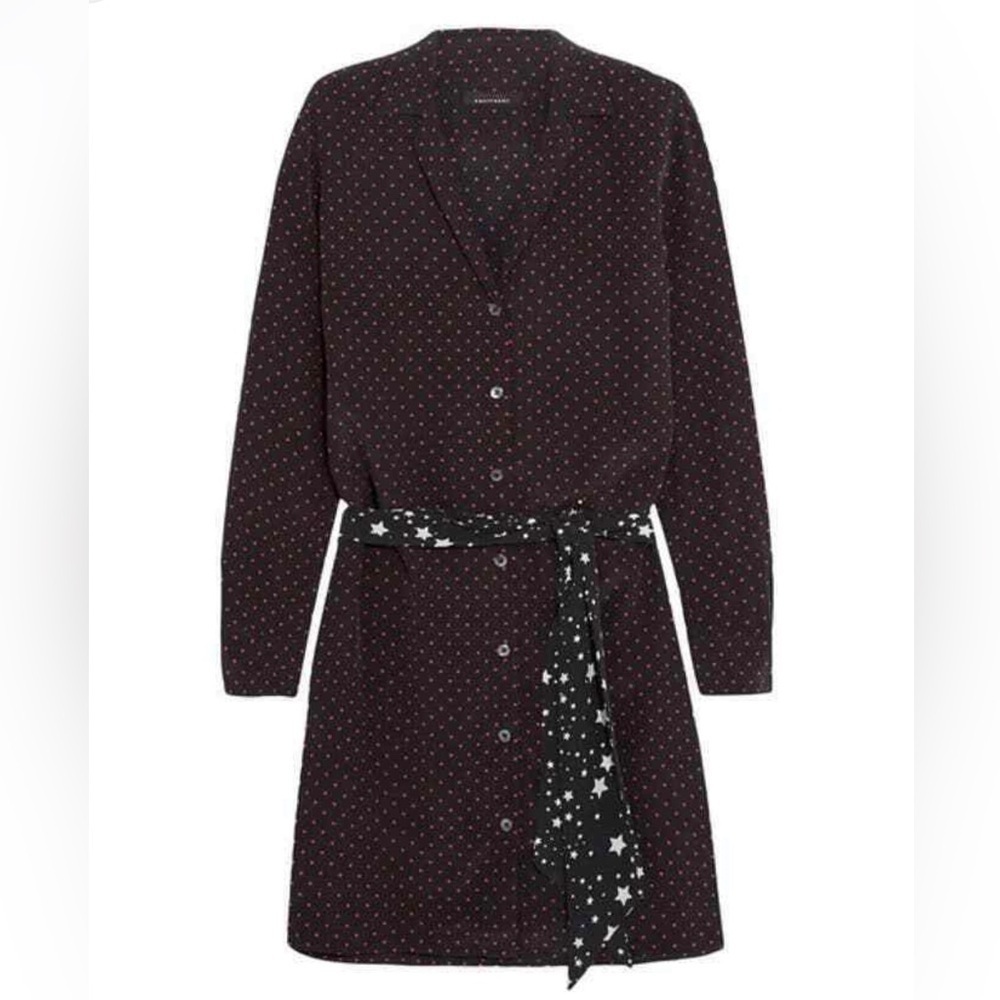 Equipment Kate Moss 100% Silk Shirt Dress, Black With Red Polka Dots, Size XS - Picture 14 of 16
